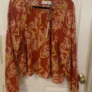 Rachel Zoe Red and Yellow Floral Blouse